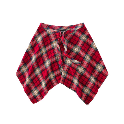 A generation of hair folding artifact color plaid fart curtain one-piece lace-up high street irregular hem Joker skirt