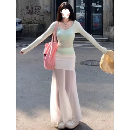 Seaside Vacation Style Outfit for Women 2025 Summer New Pure Lust Style Tulle Sun Protection Blouse with Suspenders and Beautiful Back