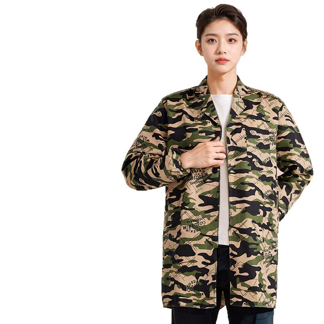 Work Clothes, Long Coat, Men's Camouflage Coveralls, Wear-Resistant Long-Sleeved Apron, Warehouse Manager, Thickened, Wear-Resistant and Anti-Fouling