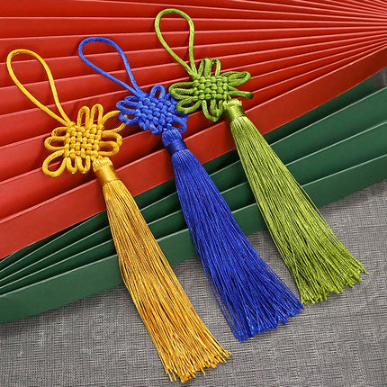 Small Chinese Knot Wholesale, Square Knot Tassel Pendant, Fan Bookmark, Ancient Style Long Tassel Pendant, Red