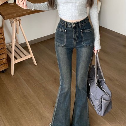 Tassel Flared Jeans for Women, Autumn 2025 New High-Waisted Stretchy Slim-Fit Frayed Bell-Bottom Floor-Length Pants