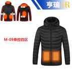 Black single-control four-zone smart heating cotton jacket / S