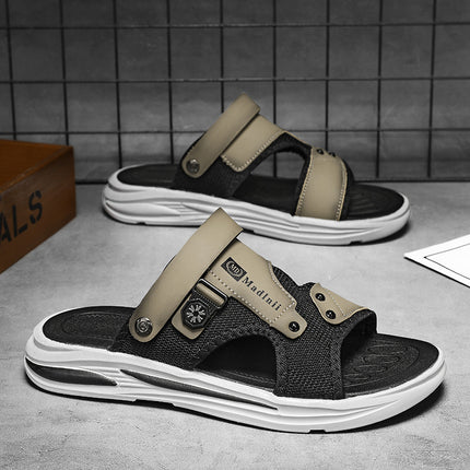 Beach Slippers for Men, Summer Outer Wear, Home Bathroom Bathing, Non-Slip Thick-Soled Sports Driving Sandals for Men