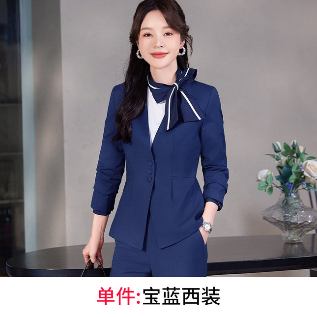 Stewardess Uniform Professional suit Female Spring and Autumn Fashion Front Desk Beautician Work Clothes Female Professional Temperament Suit Dress