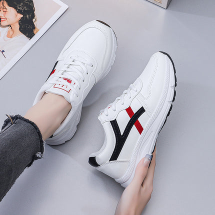 Women's Sports Shoes Spring and Autumn New 2022 Korean Style All-match Explosions Student Casual Shoes Leather Top Daddy Shoes Running Shoes
