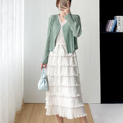 Miyake Elegant Fashion Casual Comfortable Simple Tight Waist Slimming Slim-fit Cake Skirt Women's 2023 Summer New Pleated