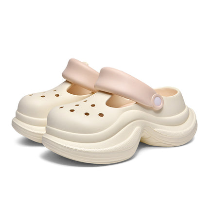 Small waisted hole shoes women wear thick bottom increased sweet casual non-slip 2025 new sandals and slippers wholesale