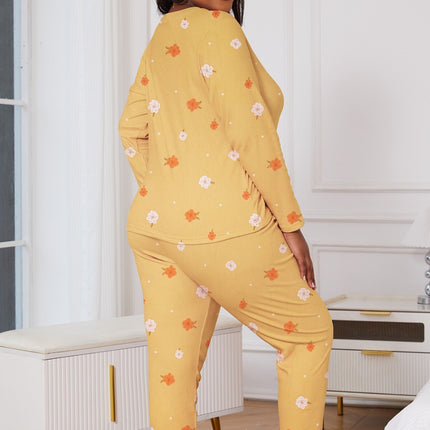 Cross-border plus size Women's Pajamas Pullover Crewneck Autumn and Winter Velvet Casual Simple Warm Printed Home Clothes