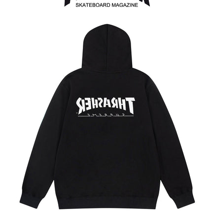 Heavy Thrasher Flame Hooded Unisex Sweatshirt American Style Cross-Border Casual Hoodie Trendy Brand Printed Loose Fleece-Lined