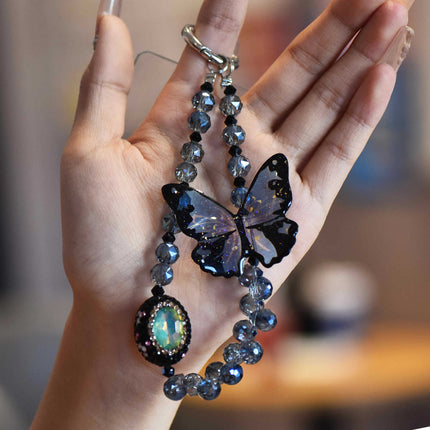 Xiaohongshu Style 3D Butterfly Phone Chain Trendy High-End Phone Strap Lanyard Beaded Keychain Accessory