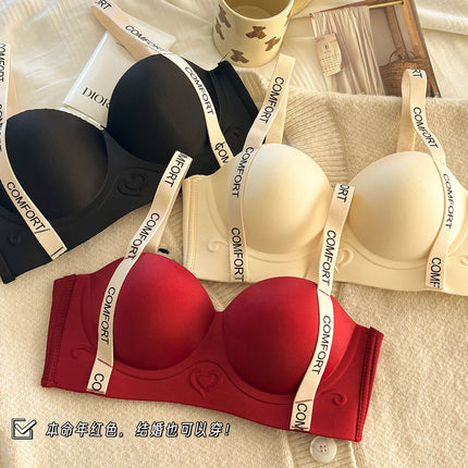 Cross-Border Popular Style No-Wire, Traceless Underwear for Women, Lifting and Supporting Breasts, Small Breasts, Push-Up and Enlargement, Adjustable Letter Bra