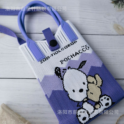 Girl's Heart-Shaped Knitted Crossbody Bag