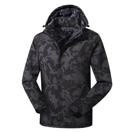 Winter Couple's Jacket, Outdoor Windproof and Waterproof Camouflage Jacket, Fleece-Lined and Thickened Cold-Proof Clothing, Removable Hood, Men's Clothing