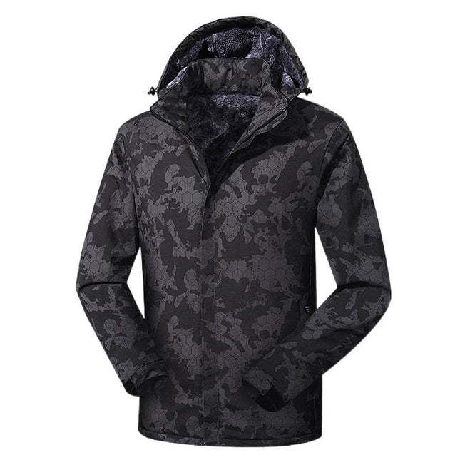 Winter Couple's Jacket, Outdoor Windproof and Waterproof Camouflage Jacket, Fleece-Lined and Thickened Cold-Proof Clothing, Removable Hood, Men's Clothing