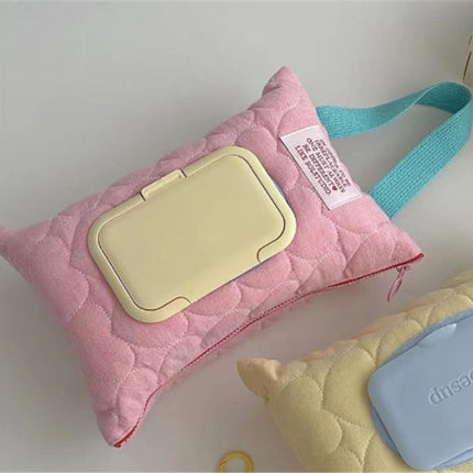 New Ins Macaron Color Wipes Storage Bag Car Tissue Bag Baby Stroller Wipes Hanging Bag
