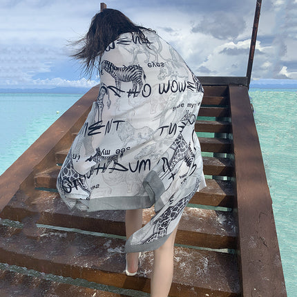 Ethnic Style Shawl Women's Summer Hainan Sanya Travel Photograph Qinghai Lake Scarf Beach Towel Thin Sunscreen Scarf