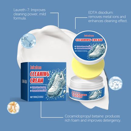 JAKEHOE Small White Shoe Cleaning Cream No Water Washing for Upper Stain-removing Bright White Multifunctional Shoe Cleaning Cream