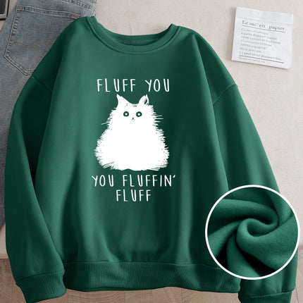 Wish Cross-Border Aliexpress Hot Selling Women's Clothing Amazon Export Simple Line Cat Print Sweatshirt Bottoming Shirt