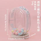Transparent/naked bag + keychain + hair ball