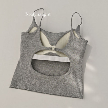Thin Strap Back Hollow Metal Buckle Beauty Back Camisole Hot Girl with Breast Pad Fixed Cup Inner Wear Outer Wear Base Layer