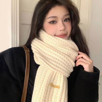 Scarf Women's Autumn and Winter Atmosphere New Korean Style Western Style Knitted Couple Warm Thickened Cold-proof Scarf Men's Wholesale