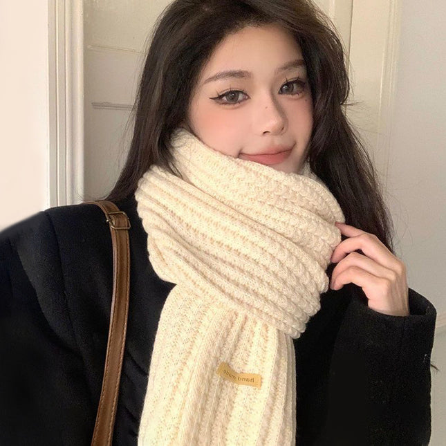 Scarf Women's Autumn and Winter Atmosphere New Korean Style Western Style Knitted Couple Warm Thickened Cold-proof Scarf Men's Wholesale
