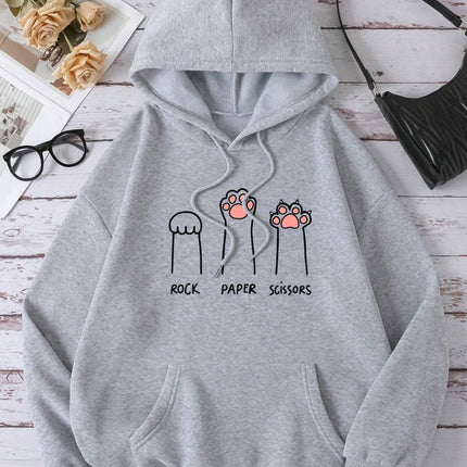 Cute Cat Claw Rock Paper Scissors Sweatshirt Women's Fashion