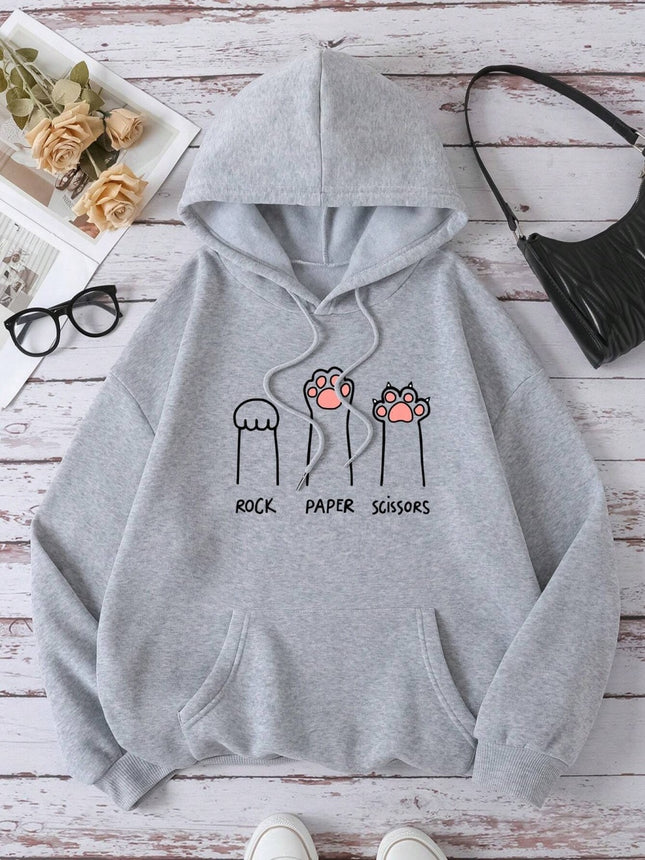 Cute Cat Claw Rock Paper Scissors Sweatshirt Women's Fashion