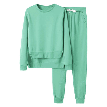 2023 Amazon cross-border new loose plus size top women's long sleeve hot figure sweater fleece-lined casual suit wholesale
