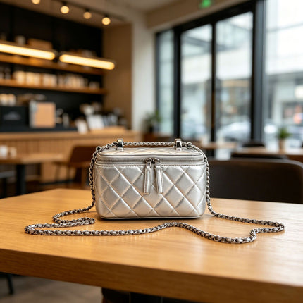 Spring and Summer Chanel Style Gold Ball Diamond Plaid Chain Bag Genuine Leather Women's Bag 2024 New Mini Lipstick Box Bag Crossbody Bag