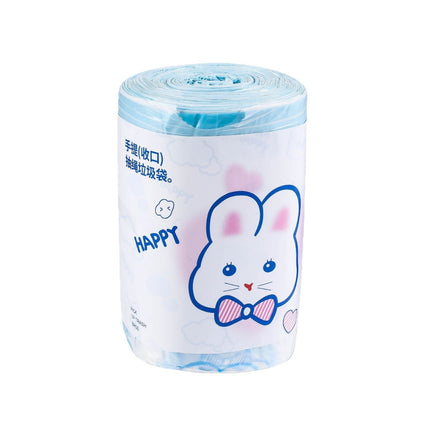 Drawstring Printed Garbage Bag Cartoon Cute Household Kitchen Portable Thickened Extra Large Automatic Catch-up Plastic Bag