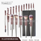 18 pieces champagne gold wooden handle + brush bag