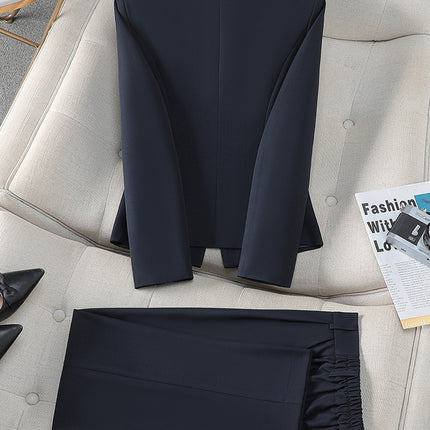 Cross-Border Black Chanel-Style Suit Set for Women, New Spring and Autumn Style, Beauty Salon Hotel Front Desk Receptionist Work Uniform Suit