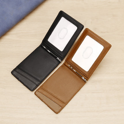 in stock foreign trade rfid gold clip card bag minimalist men's retro wallet cross-border crazy horse leather pull wallet
