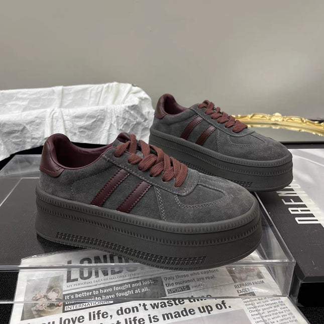Cowhide Sneakers for Women 2026 New Autumn and Winter Sports Casual Shoes Platform Sole Retro German Training Shoes Women's Top Layer Cowhide