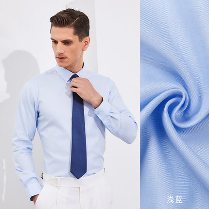 100-Count Cotton Non-Iron Shirt Men's Short-Sleeved Business Formal Work Clothes Pure Cotton Casual Long-Sleeved Anti-Wrinkle Shirt