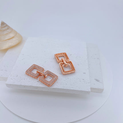 Wholesale micro inlay square necklace bracelet buckle jewelry accessories full zirconium necklace connection button DlY material accessories