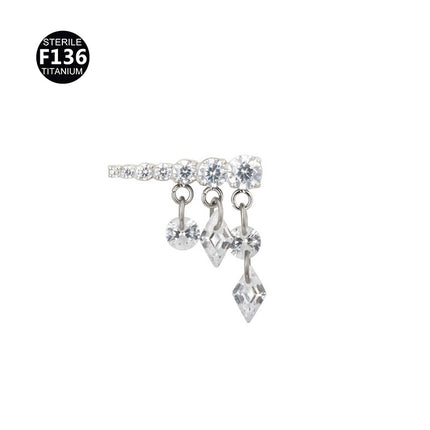 New pendant lip nail 0.9 teeth F136 titanium alloy moon lightning cone lip nail ear bone nail tragus 5A zircon
