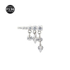 Teeth m0.9 / Three rows of round and diamond pendants in silver (head only)
