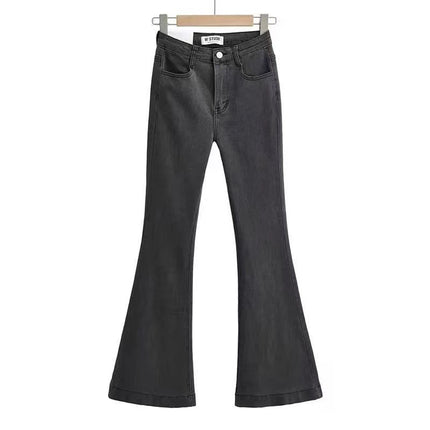 Korean style hot girl high waist tight flared jeans for women 2024 Spring and Autumn New elastic slimming mop pants fashion