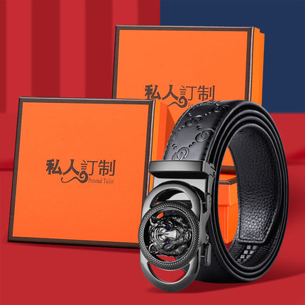 Men's Explosive Leather Belt High-grade Dragon Tiger Head Automatic Buckle Business Casual Joker Fashion Trend Belt Factory Outlet