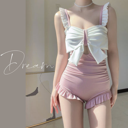 New Swimsuit for Women, Pure Lust Style One-Piece, Conservative Slimming Look Belly-Covering Bikini, Backless Ins Style High-Looking Swimsuit for Women