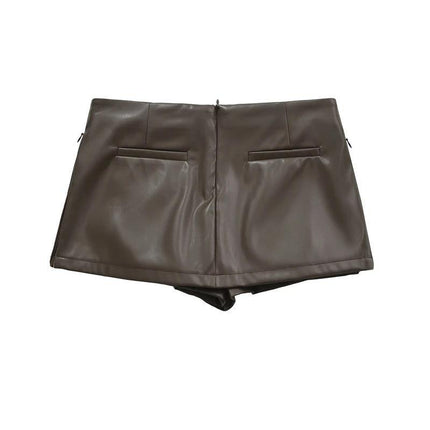 2025 New Cross-Border Dropshipping Black Mini Skirt Elegant Korean Fashion Leather Skirt Cross-Border Dropshipping