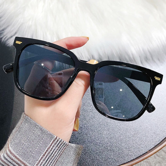 2025 Fashionable Korean Style D-Shaped Sunglasses, High-End Xiaohongshu Internet Celebrity Street Sun Protection Square Frame Gradient Sunglasses