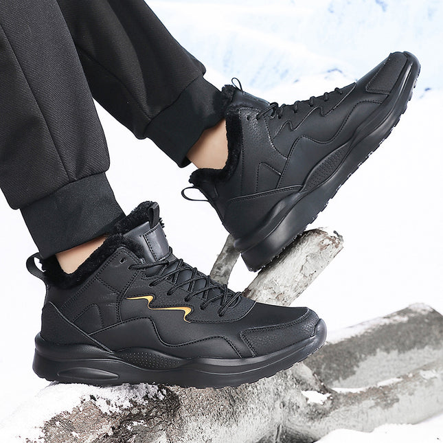 Cross-Border Large Size 48 Leather Sports Shoes Men's Lightweight Running Shoes Fleece-Lined Cotton Shoes Mountain Camping Outdoor Shoes Casual Shoes