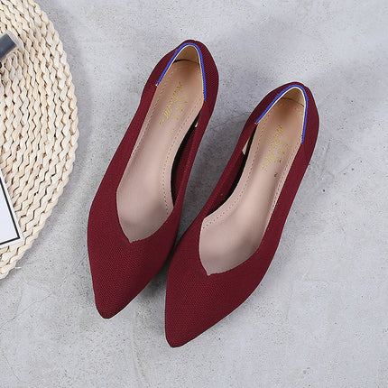 Egg roll European and American princess shoes spring and autumn fly woven shoes 40 beans 41 flat 43 plus size women's shoes soft bottom knitted pointed