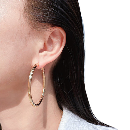 Brass Plated Real Gold European and American Niche Brushed Round Earrings Fashion Exaggerated Shiny Large Earrings Sexy Earrings 268