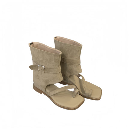 Korean Style Niche Retro Women's Boots Punk Street Color-Washed Trouser Boots 2024 Winter New Mid-Calf Fashion Boots for Women