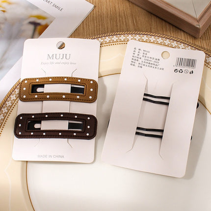 Light Luxury Small Fragrant Style Dot Hairpin 2 Pair-mounted BB Clip Advanced Sense PU Leather Side Clip Hairpin Broken Hair Bangs Clip