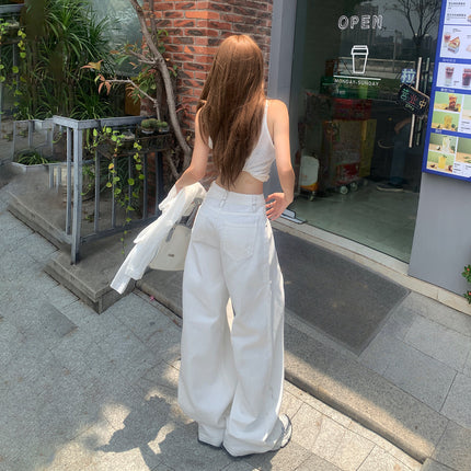 American Retro High-Waisted Loose Wide-Leg Pants for Women 2025 New Style Slimming Straight Versatile Floor-Length Jeans